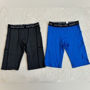 2 Performance Compression Shorts Tights Active Workout Underwear with Pockets